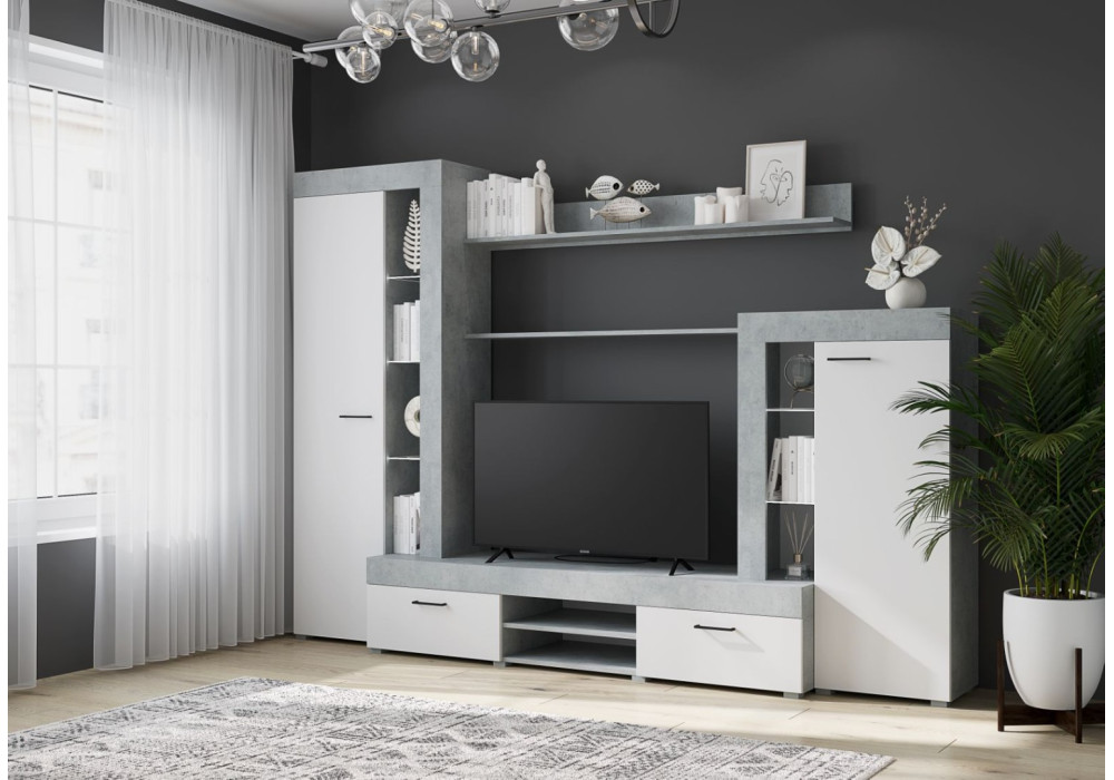 Гостиная Дельта - Белый / Бетон (Горизонт)