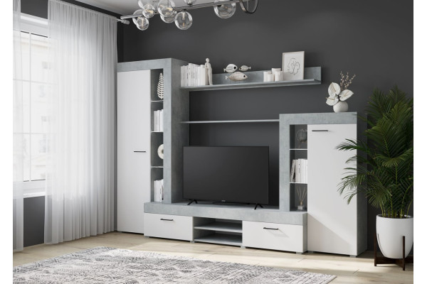 Гостиная Дельта - Белый / Бетон (Горизонт)