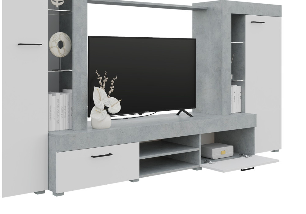 Гостиная Дельта - Белый / Бетон (Горизонт)