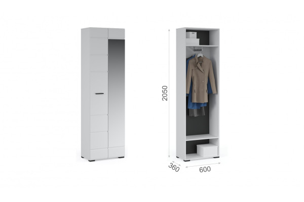 Распашной шкаф для прихожей Йорк 2дв  (белый/белый глянец)  фабрика Империал 