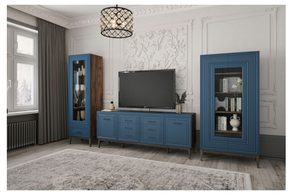 Модульная гостиная Гориция (таксус/лак сапфировый) фабрика Браво Мебель