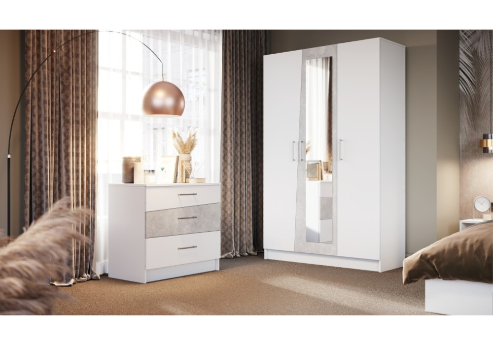 Шкаф 3-х дверный Антария  (Белый жемчуг/ателье светлый))  фабрика Империал 