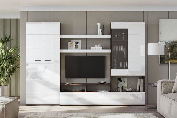 Гостиная NN Мебель МГС 7 (Венге / Белый глянец)