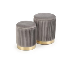 Комплект HALMAR MONTY (2 пуфа) серый/золотой