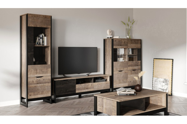 Модульная гостиная Стокгольм (Дуб гранж песочный/железный камень)  фабрика Империал 