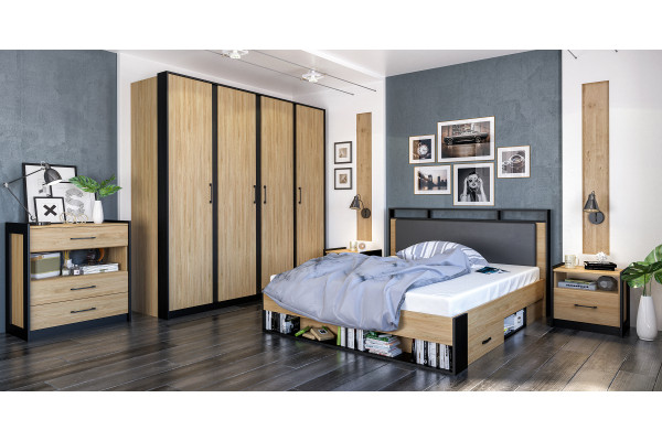 Спальня МС СТЕНЛИ (Дуб Прованс/Черный) Мебель-Неман