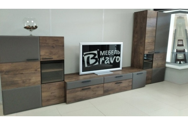 Модульная   гостиная "Рио" ( Таксус/Смоки Софт)  фабрика  Браво Мебель