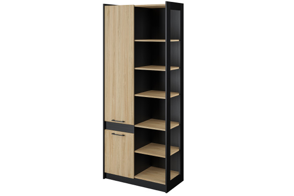 Шкаф комбинированный МН-037-09 МС СТЕНЛИ (Дуб Прованс/Черный) Мебель-Неман