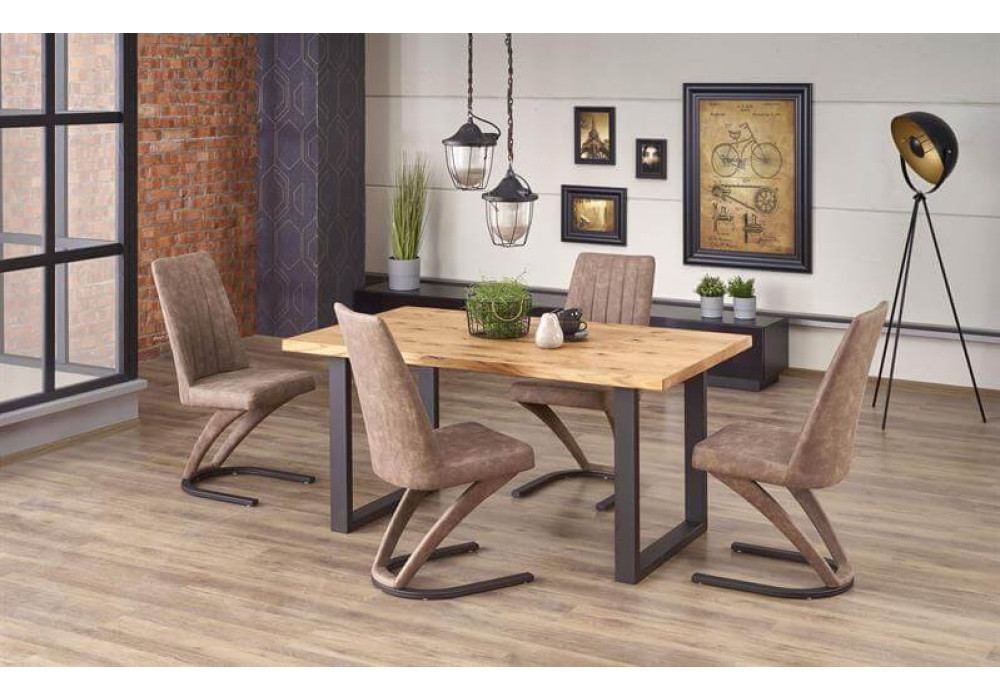 Стол обеденный HALMAR PEREZ раскладной, дуб светлый/черный, 160-250/90/76