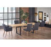 Стол обеденный HALMAR PEREZ раскладной, дуб светлый/черный, 160-250/90/76