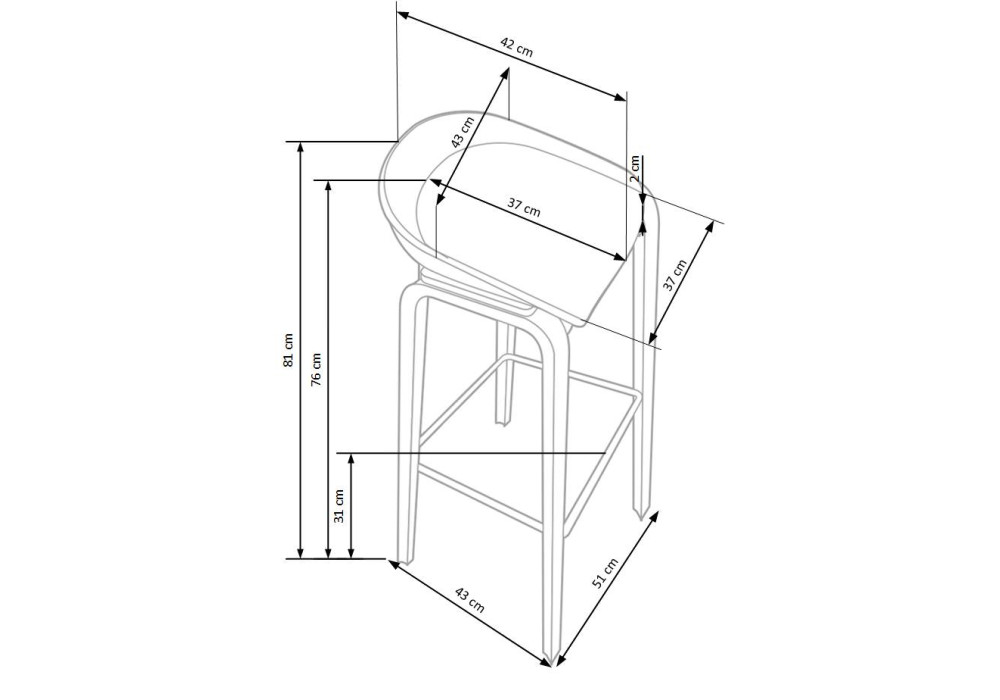 Стул барный HALMAR H86 белый/серый