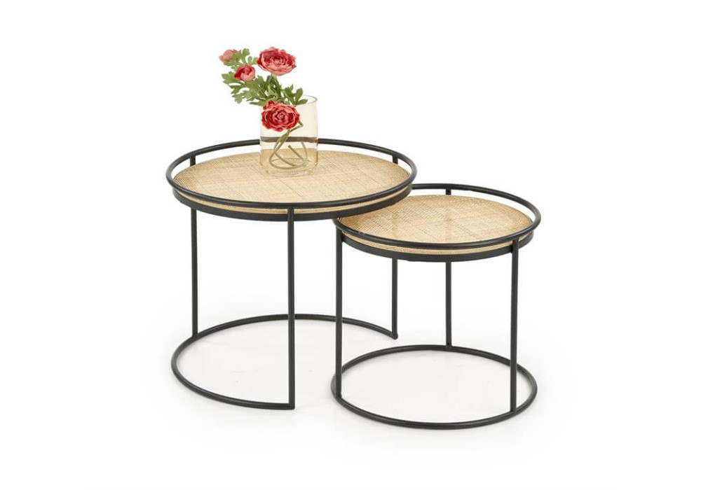 Комплект HALMAR MANADO (2 стола журнальных) натуральный/черный, 51/42 и 41/37