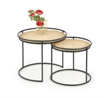 Комплект HALMAR MANADO (2 стола журнальных) натуральный/черный, 51/42 и 41/37