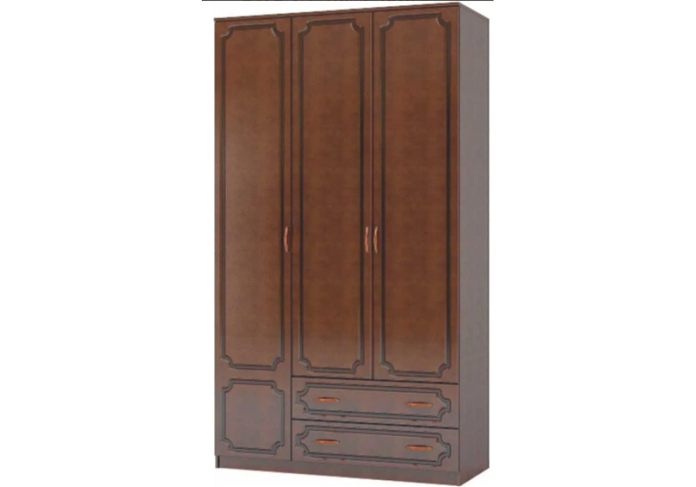 Шкаф ШР-3 трехдверный без зеркал Лакированный орех фабрика  Браво мебель