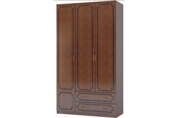 Шкаф ШР-3 трехдверный без зеркал Лакированный орех фабрика  Браво мебель