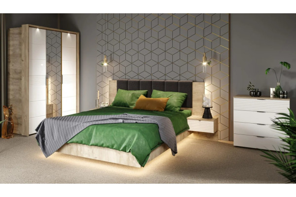 Модульная спальня Джулия  (Крафт серый/белый глянец)  фабрика Империал 