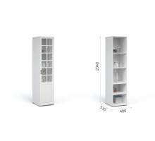 Витрина 1 дв. "Лацио" (ЛВ и ПР) (Белый/белое дерево) фабрика Империал 