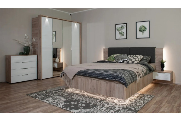 Модульная спальня Джулия  Вар-2 (Крафт серый/белый глянец)  фабрика Империал 