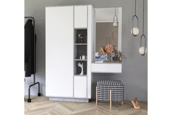 Прихожая  Quartz QZ-ШК4  (Белый платинум / Бетон) фабрика Интерлиния  