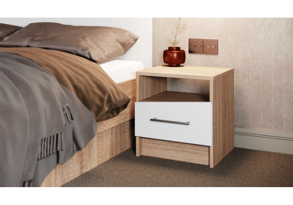 Прикроватные тумбы (2 шт) Антария  (Дуб сонома/белый)  фабрика Империал 