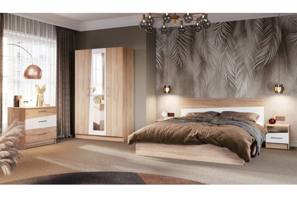 Модульная спальня Антария с 3-х дверным шкафом   (дуб сонома/белый )  фабрика Империал 