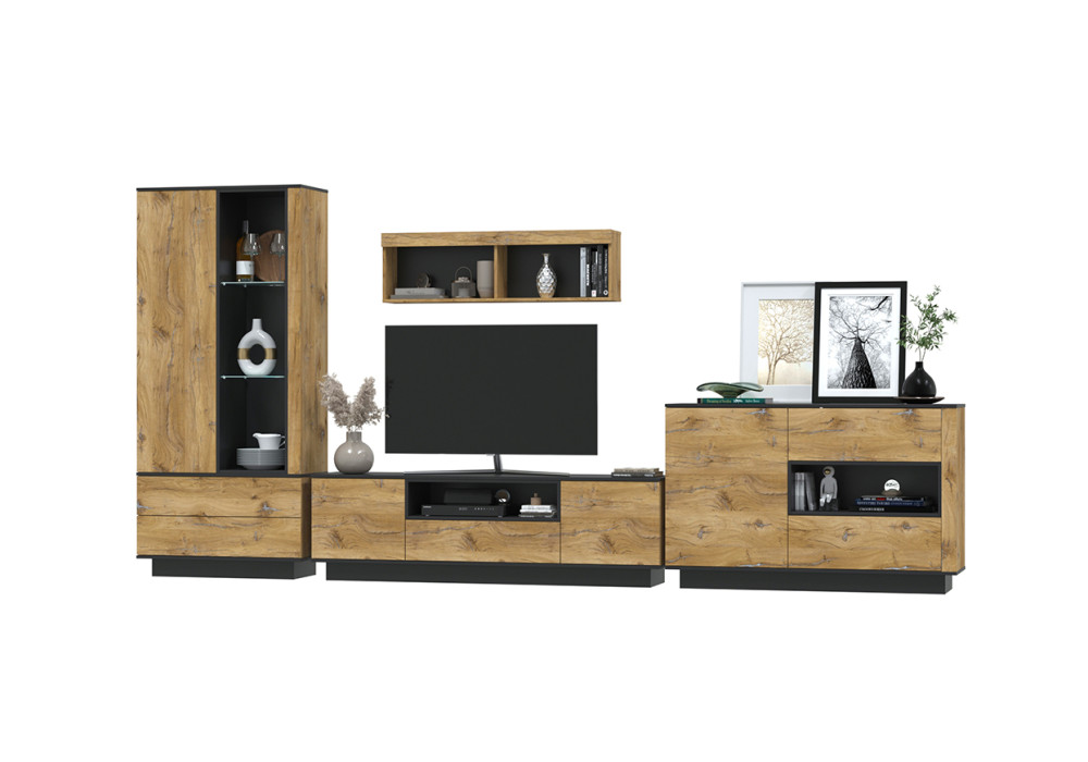 Гостиная Quartz 2 (Дуб нокс/Черный)  фабрика Интерлиния  