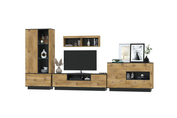 Гостиная Quartz 2 (Дуб нокс/Черный)  фабрика Интерлиния  