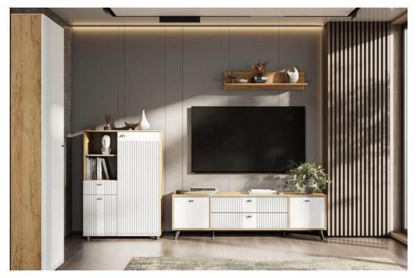 Гостиная Милан SV-МЕБЕЛЬ (дуб золотой/белый матовый) Вар-3