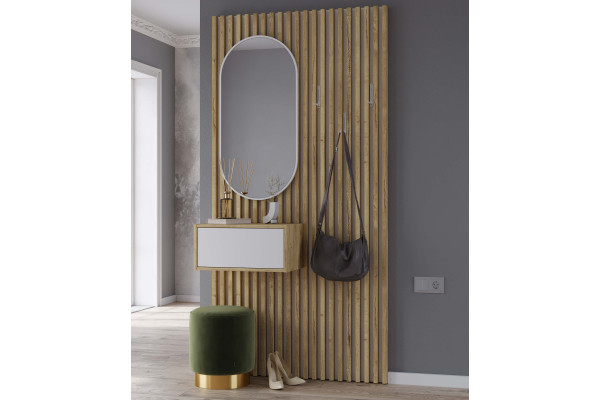 Прихожая  Lagom-1 (Белый платинум/Дуб золотой) фабрика Интерлиния