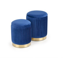 Комплект HALMAR MONTY (2 пуфа) темно-синий/золотой