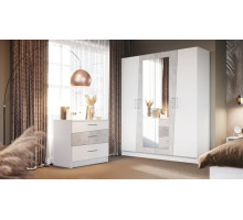 Шкаф 4-х дверный Антария  (Белый жемчуг/ателье светлый))  фабрика Империал 