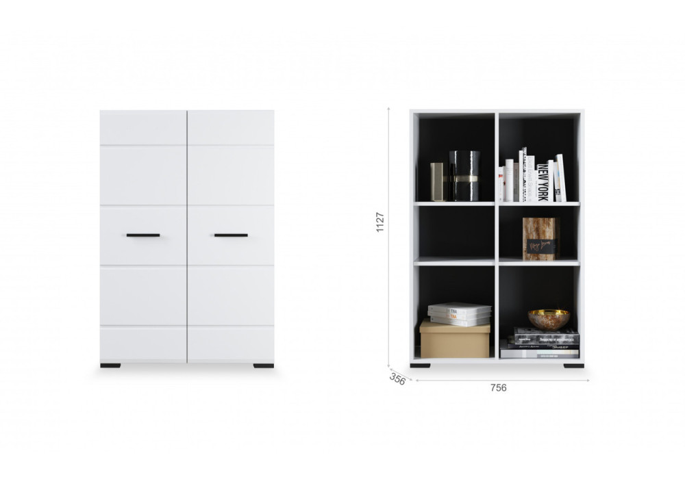 Комод Йорк 2дв (белый/белый глянец)  фабрика Империал 