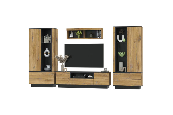 Гостиная Quartz 3 (Дуб нокс/Черный)  фабрика Интерлиния  