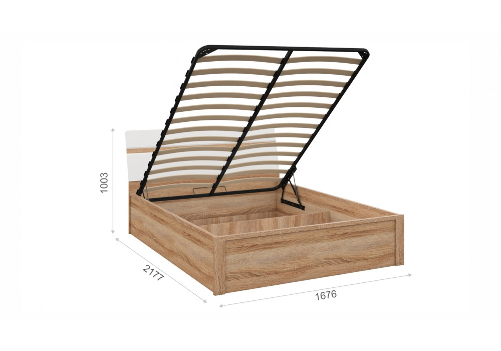 Кровать "Дакота" 1600 с подъемным мех. (Сонома/белый глянец) фабрика Империал 