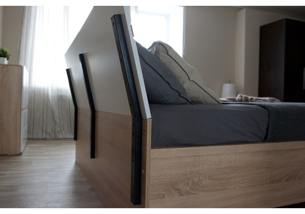 Кровать "Дакота" 1600 с подъемным мех. (Сонома/белый глянец) фабрика Империал 