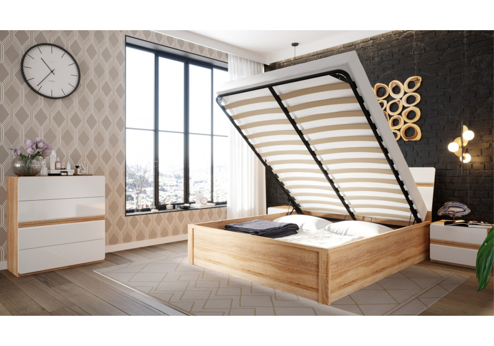 Кровать "Дакота" 1600 с подъемным мех. (Сонома/белый глянец) фабрика Империал 