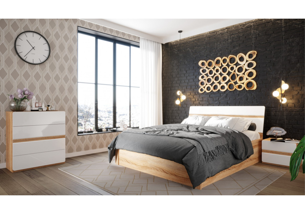 Кровать "Дакота" 1600 с подъемным мех. (Сонома/белый глянец) фабрика Империал 