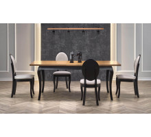 Стол обеденный HALMAR WINDSOR раскладной, дуб темный/черный, 160-240/90/76