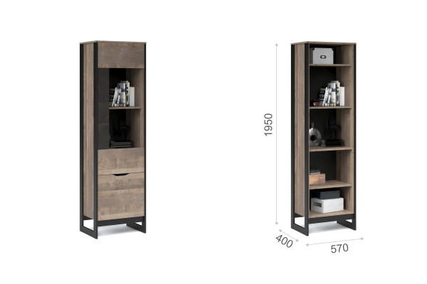 Витрина Стокгольм (Дуб гранж песочный/железный камень) фабрика Империал 