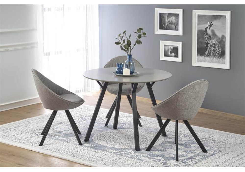 Стол обеденный HALMAR BALROG OKRAGLY светло-серый/черный, 100/74