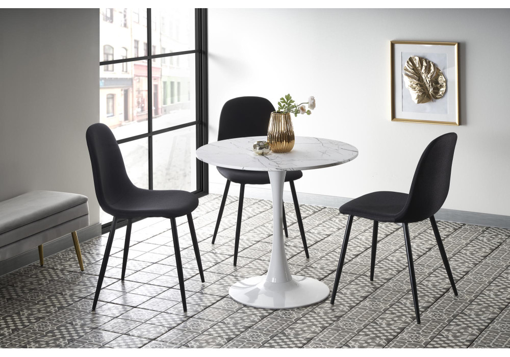 Стол обеденный HALMAR DENVER белый мрамор/белый, 80/73 