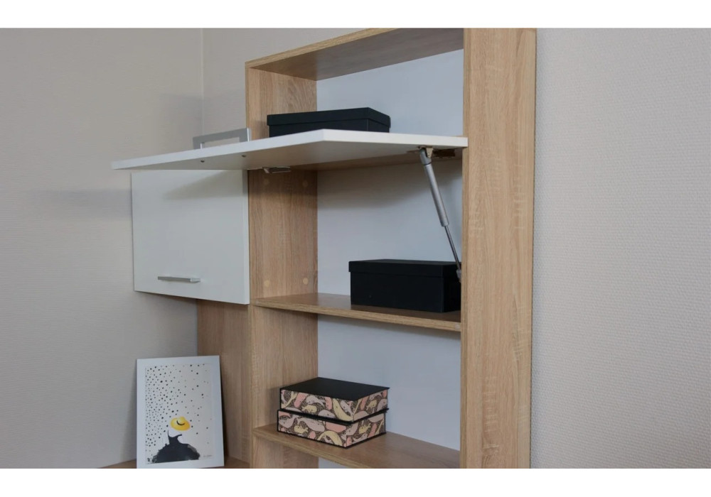 Стол Гарвард угловой с надставкой  левый (Дуб сонома/белый)  фабрика Империал 