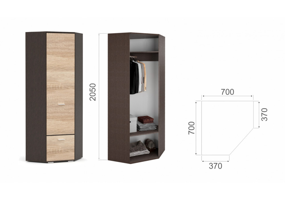 Угловой шкаф Виола  (венге/дуб сонома)  фабрика Империал 