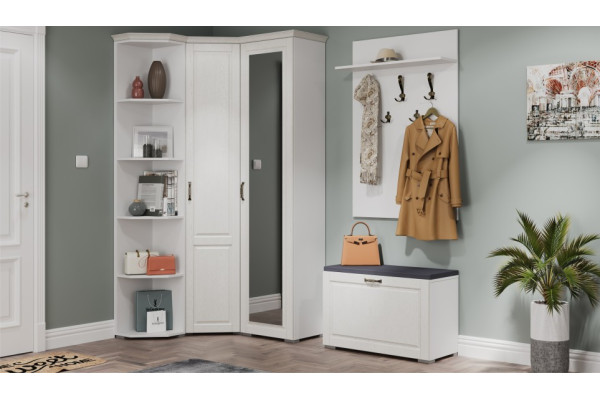 Модульная  прихожая Лацио угловая (Белый/белое дерево)  фабрика Империал 
