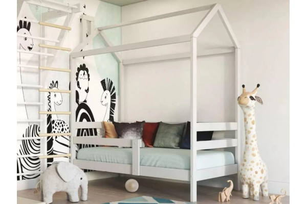 Кровать-домик Скай массив сосны  (античный белый)  фабрика БравоМебель