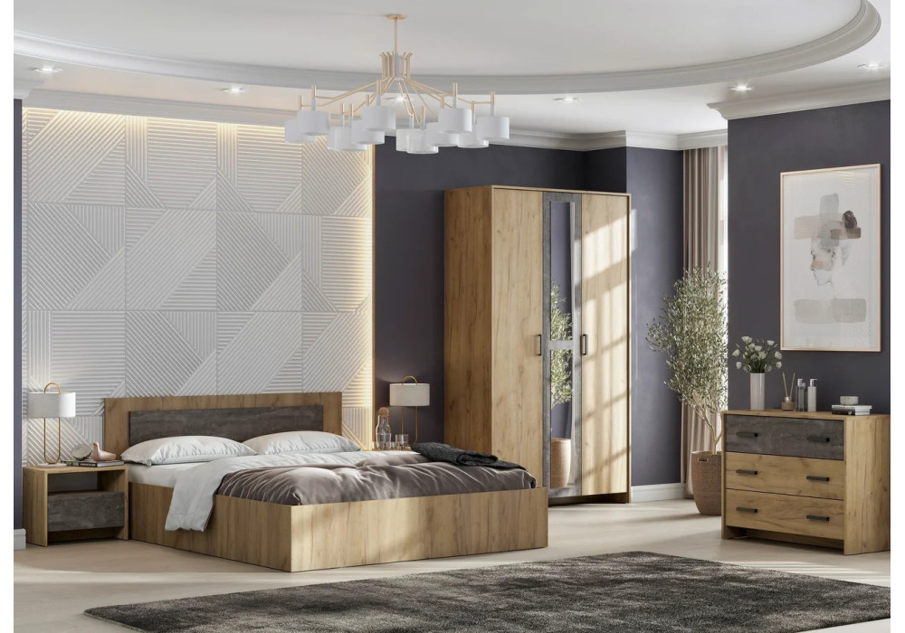  Модульная спальня NN-Мебель  МСП 1 (Дуб Золотой/Камень темный)