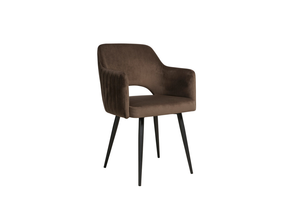 Стул "БЕРТА" (ВЕЛЮР ТЕНЕРИФЕ ШОКОЛАД/ЦВЕТ (МЕТАЛЛ) ЧЕРНЫЙ) Олмеко