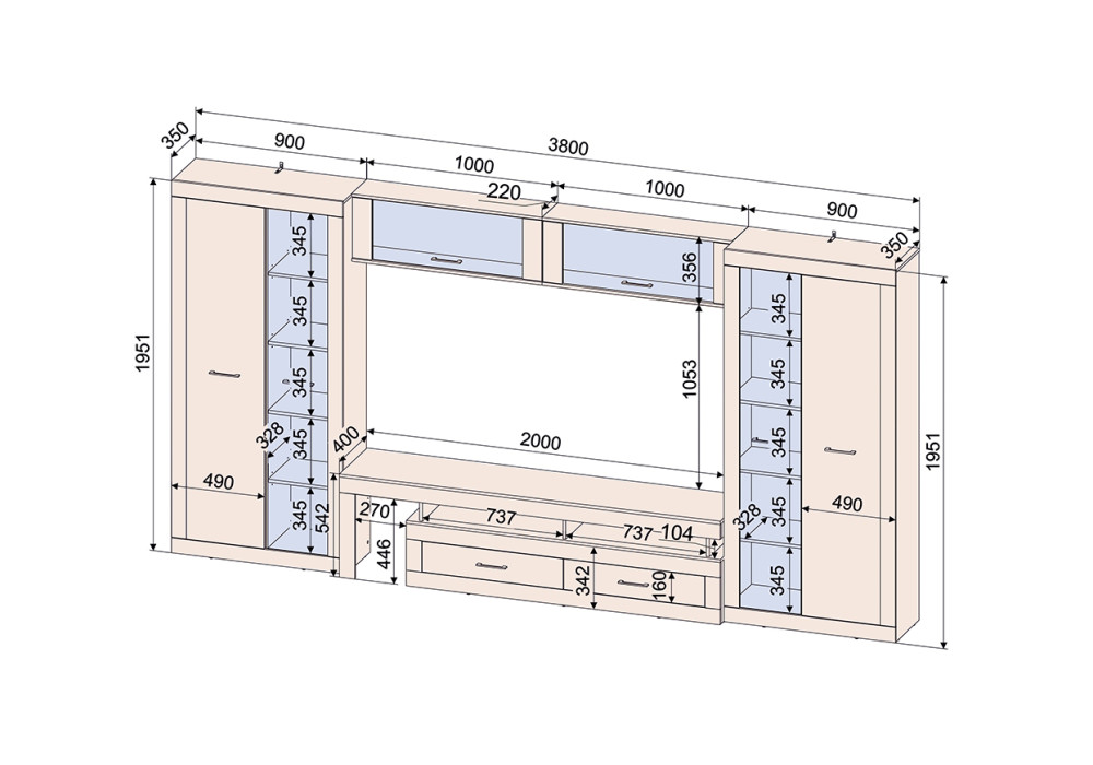 Гостиная Loft 6 (Дуб золотой/Антрацит)  фабрика Интерлиния  