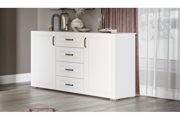 Комод Лацио 2д4ящ  (Белый/белое дерево) фабрика Империал 