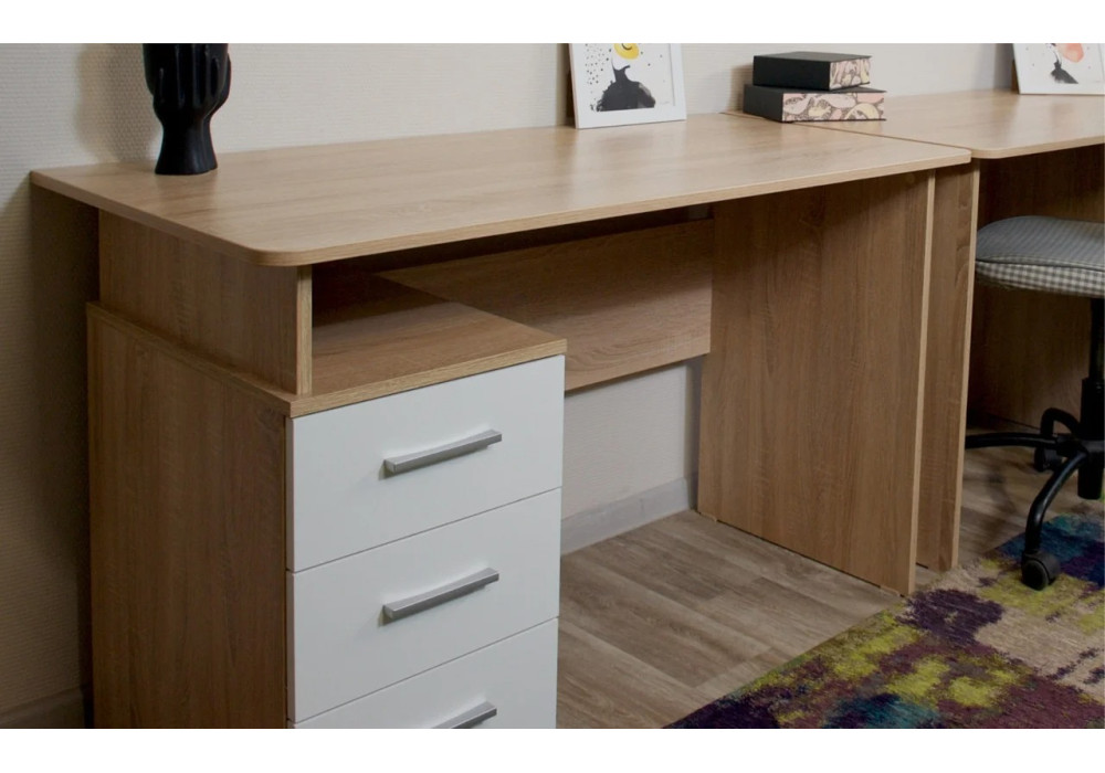 Стол Гарвард 120 3ящ (Дуб сонома/белый)  фабрика Империал 